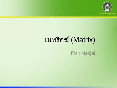 เมทริกซ์ (Matrix) Pisit Nakjai.