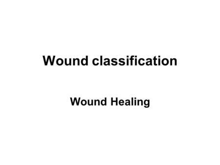 Wound classification Wound Healing.