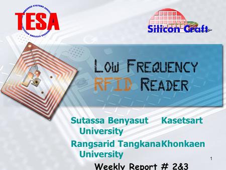 1 Sutassa BenyasutKasetsart University Rangsarid TangkanaKhonkaen University Weekly Report # 2&3.