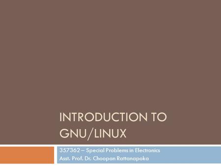 Introduction to GNU/Linux