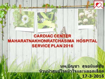 Cardiac Center Maharatnakhonratchasima Hospital service plan 2016