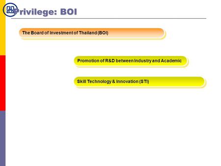 Privilege: BOI The Board of Investment of Thailand (BOI)