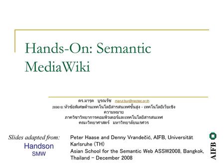 Hands-On: Semantic MediaWiki
