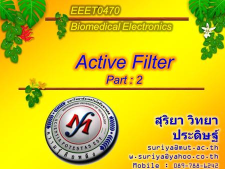 Active Filter สุริยา วิทยาประดิษฐ์ Part : 2 EEET0470