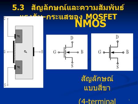 5.3 สัญลักษณ์และความสัมพันธ์แรงดัน-กระแสของ MOSFET