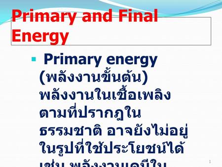 Primary and Final Energy