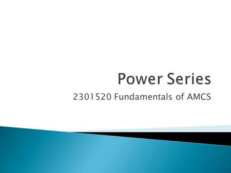 Power Series 2301520 Fundamentals of AMCS.