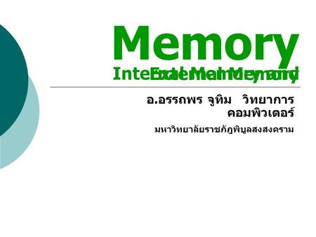 Memory Internal Memory and External Memory