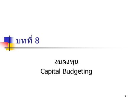 งบลงทุน Capital Budgeting