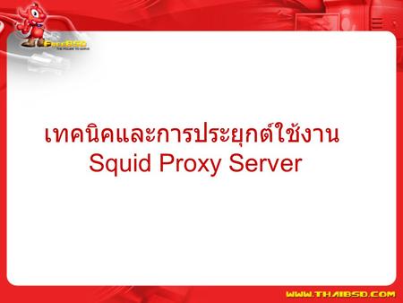 เทคนิคและการประยุกต์ใช้งาน Squid Proxy Server