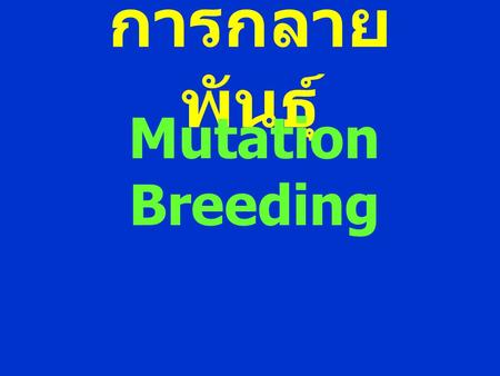 การกลายพันธุ์ Mutation Breeding.