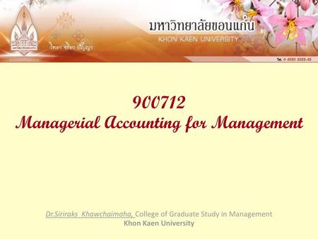 Managerial Accounting for Management
