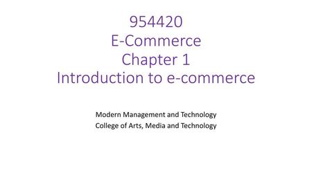 E-Commerce Chapter 1 Introduction to e-commerce