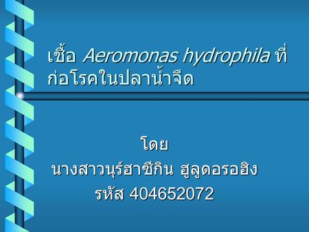 เชื้อ Aeromonas hydrophila ที่ก่อโรคในปลาน้ำจืด