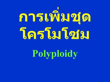 การเพิ่มชุดโครโมโซม Polyploidy.