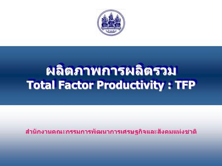 ผลิตภาพการผลิตรวม Total Factor Productivity : TFP