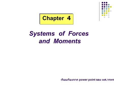 Systems of Forces and Moments
