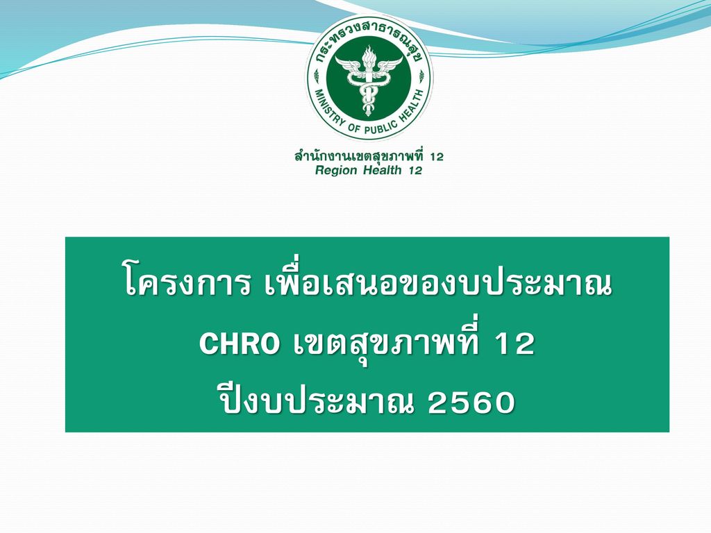โครงการ เพื่อเสนอของบประมาณ CHRO เขตสุขภาพที่ 12 ปีงบประมาณ 2560