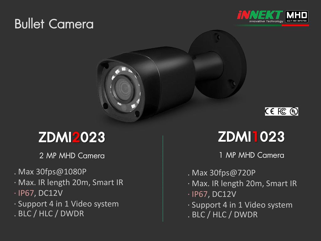 ZDMI2023 ZDMI1023 Bullet Camera 2 MP MHD Camera 1 MP MHD Camera