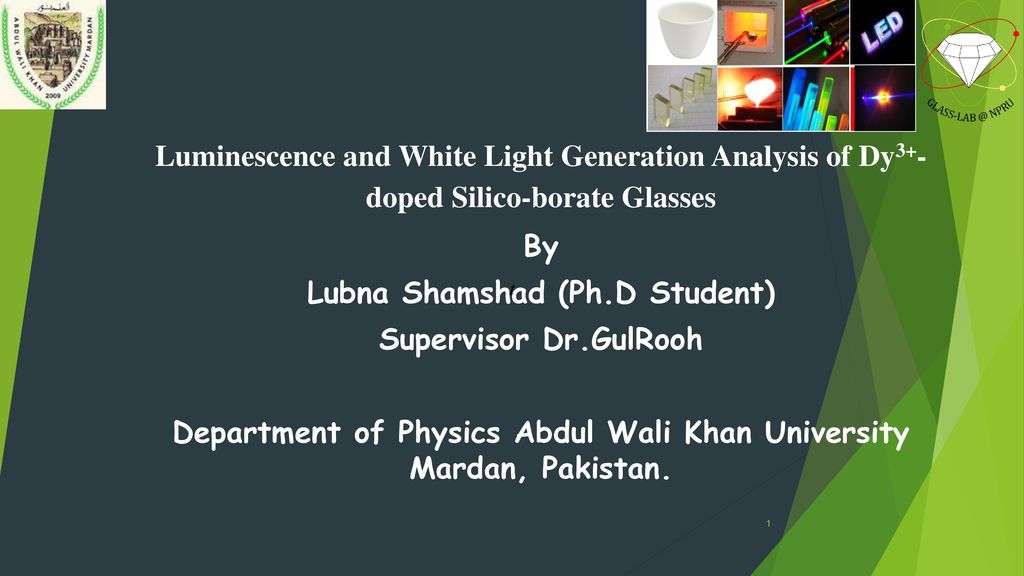 Lubna Shamshad (Ph.D Student) Supervisor Dr.GulRooh
