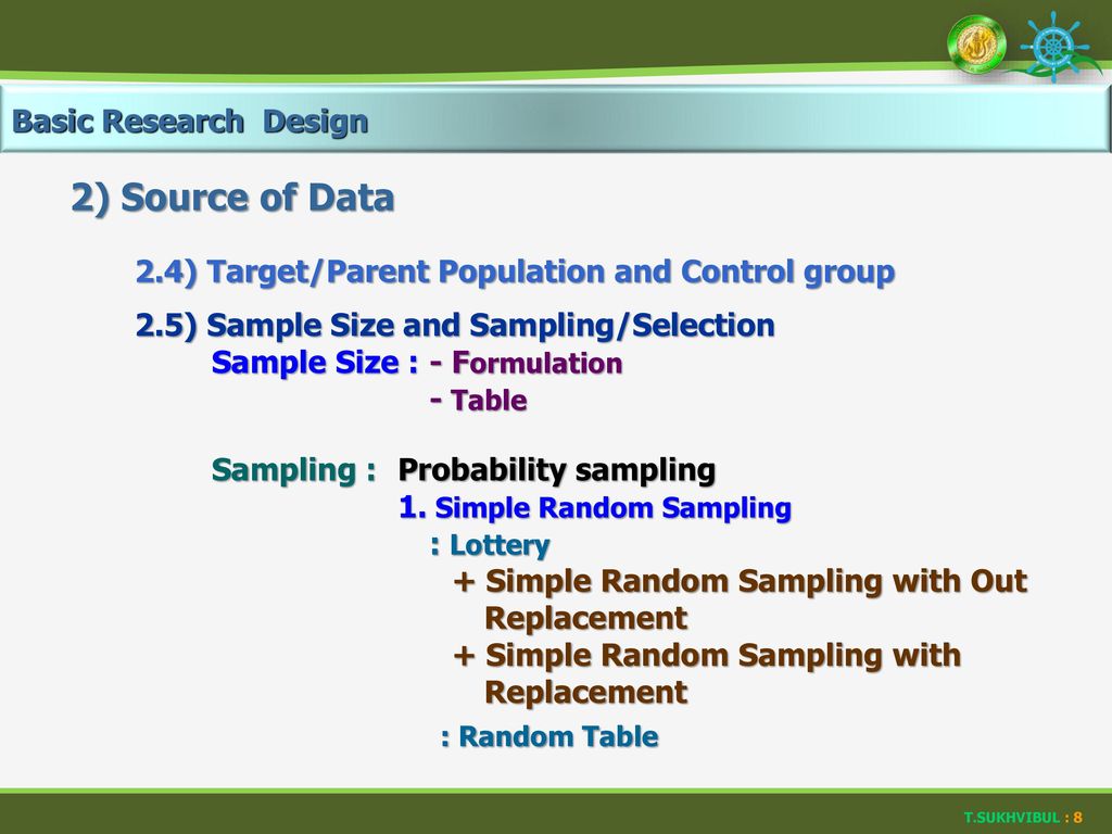 2) Source of Data Basic Research Design
