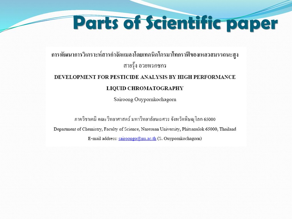 Parts of Scientific paper