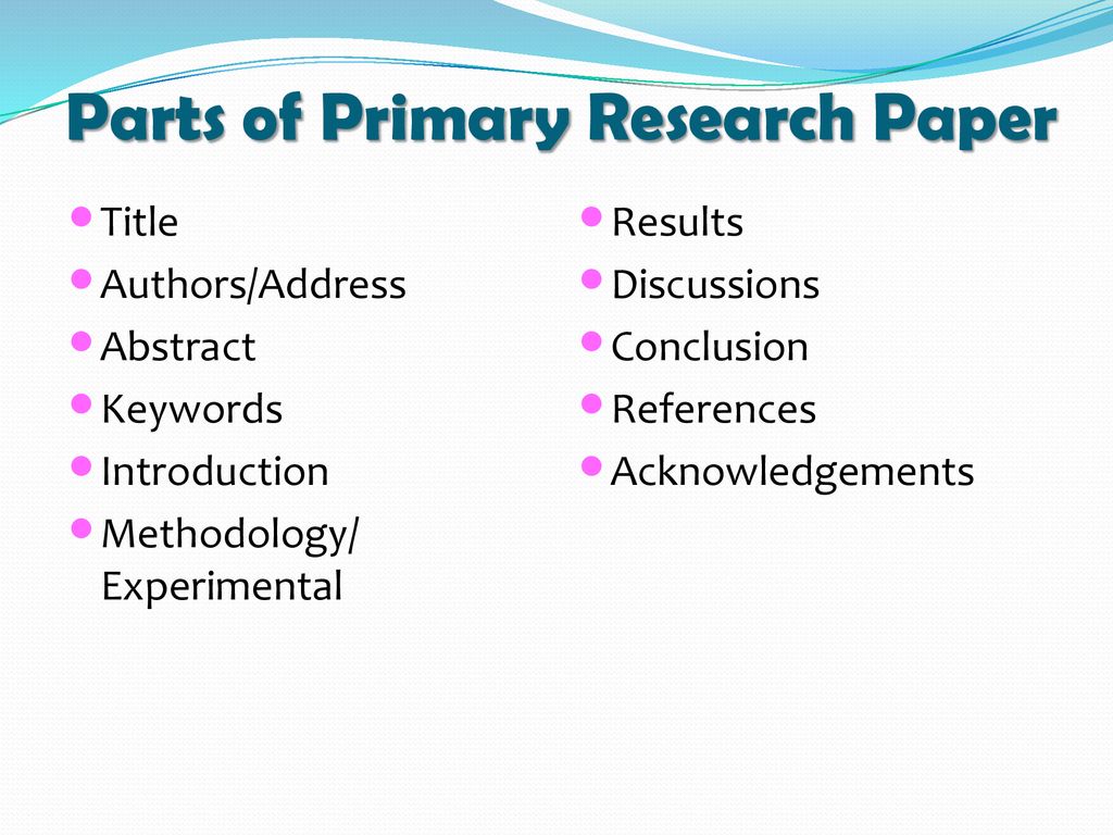 Parts of Primary Research Paper