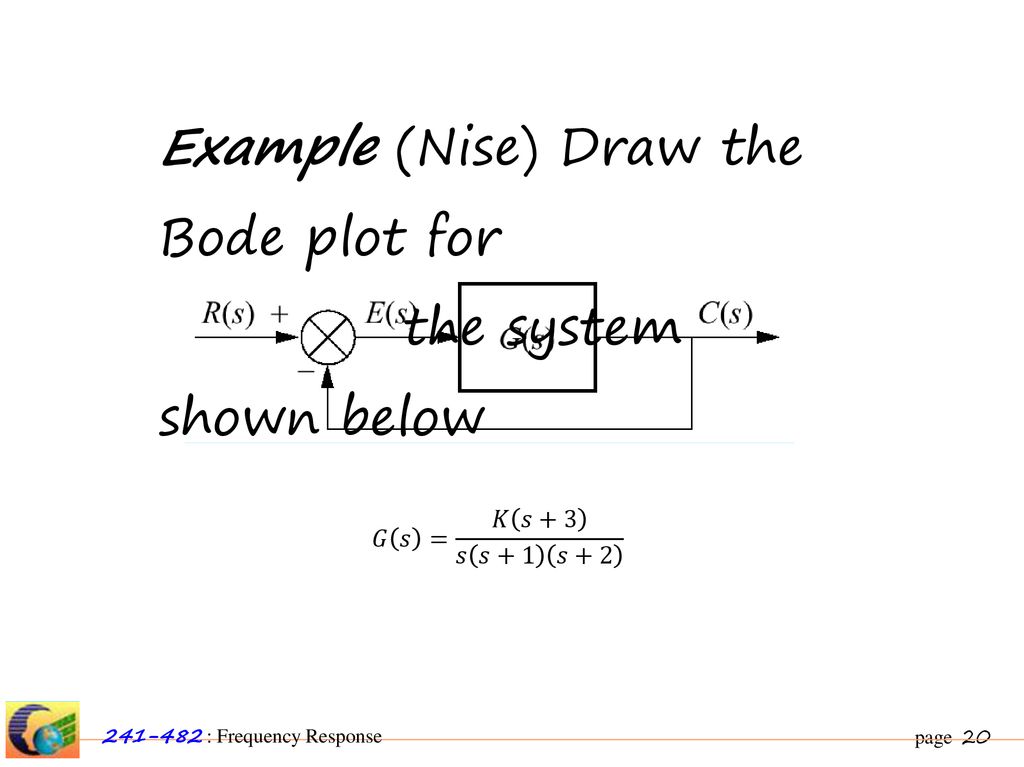 Example (Nise) Draw the Bode plot for