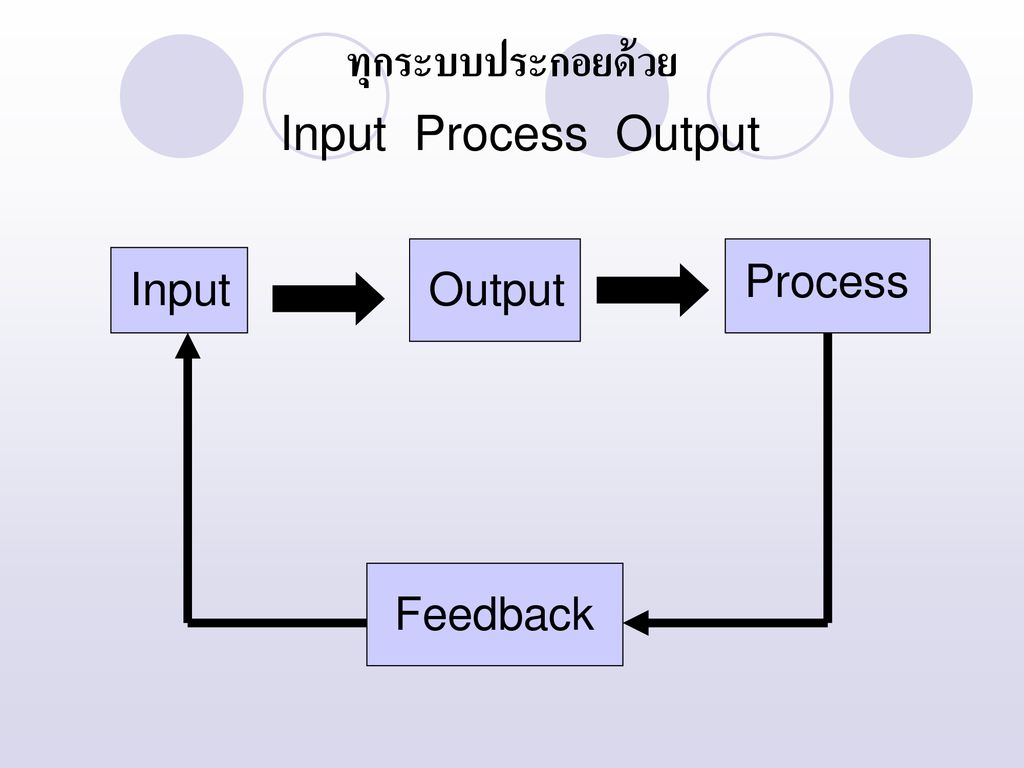 ทุกระบบประกอยด้วย Input Process Output