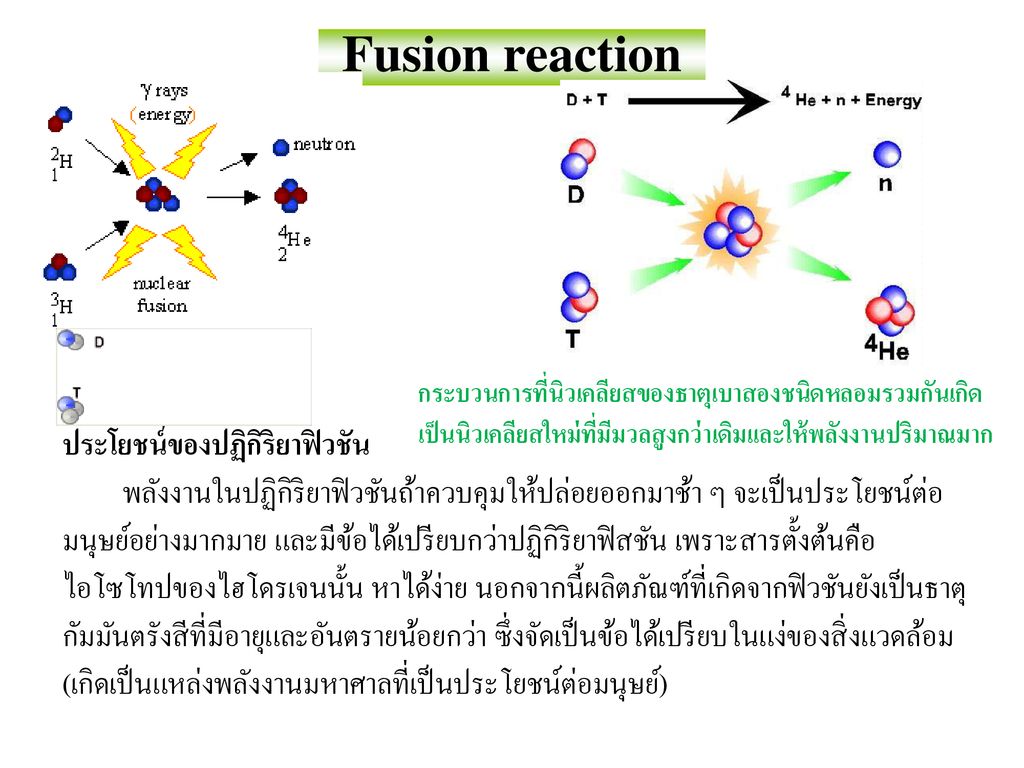 Fusion reaction ประโยชน์ของปฏิกิริยาฟิวชัน
