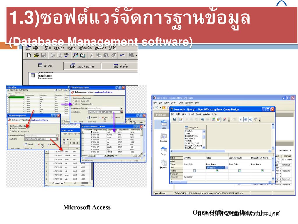 1.3)ซอฟต์แวร์จัดการฐานข้อมูล (Database Management software)