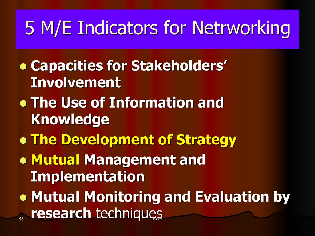 5 M/E Indicators for Netrworking