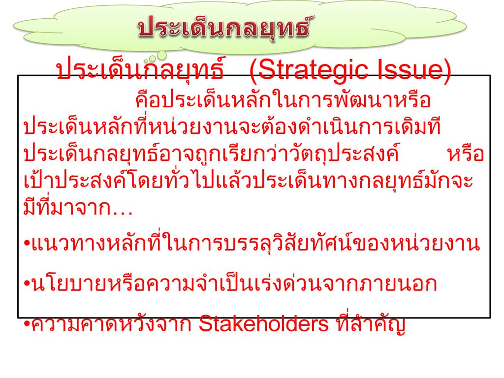 ประเด็นกลยุทธ์ (Strategic Issue)