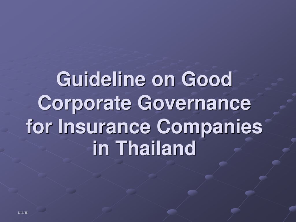 Guideline on Good Corporate Governance for Insurance Companies in Thailand