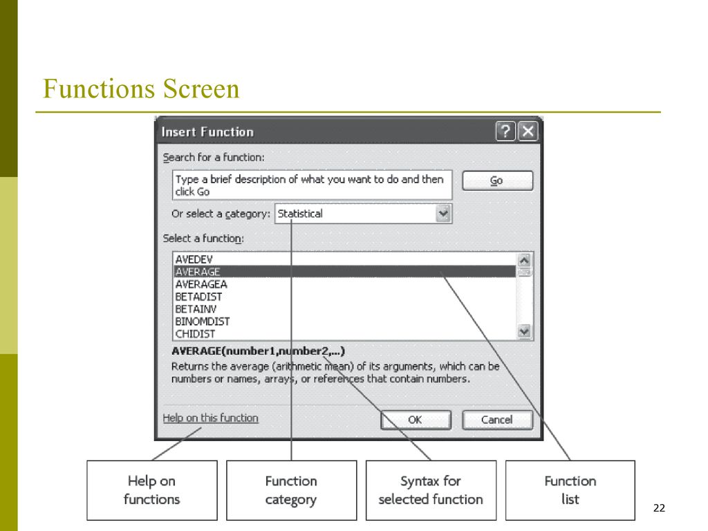 Functions Screen