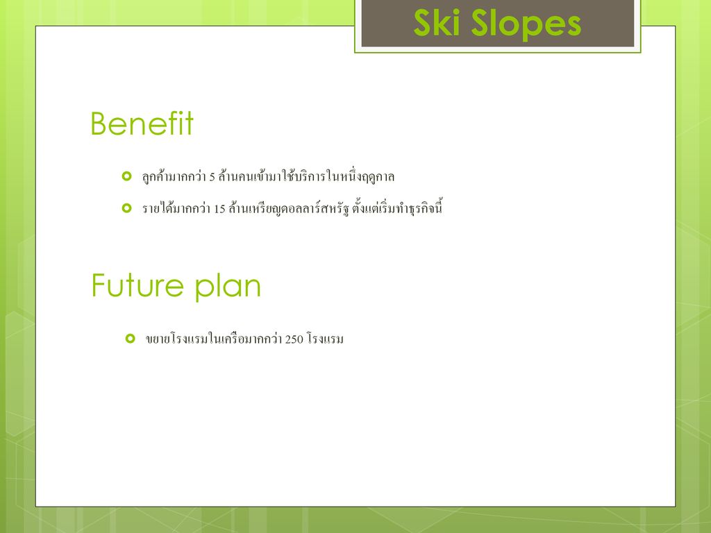 Ski Slopes Benefit Future plan