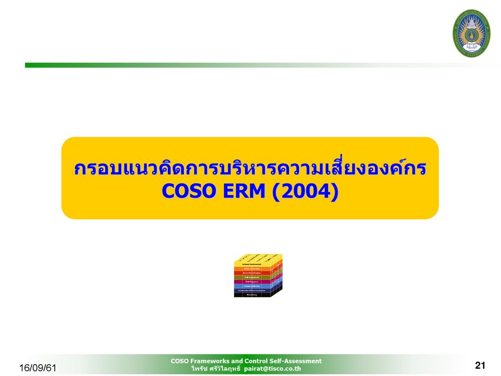 กรอบแนวคิดการบริหารความเสี่ยงองค์กร COSO ERM (2004)