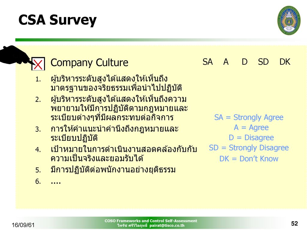 CSA Survey Company Culture SA A D SD DK