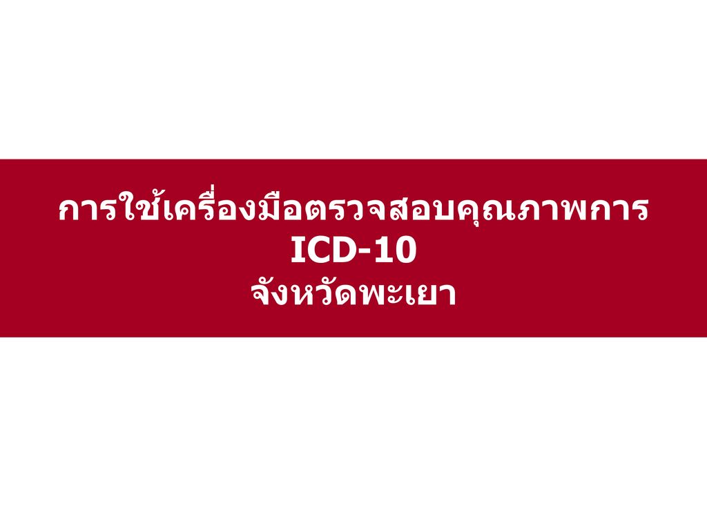 การใช้เครื่องมือตรวจสอบคุณภาพการ ICD-10 จังหวัดพะเยา