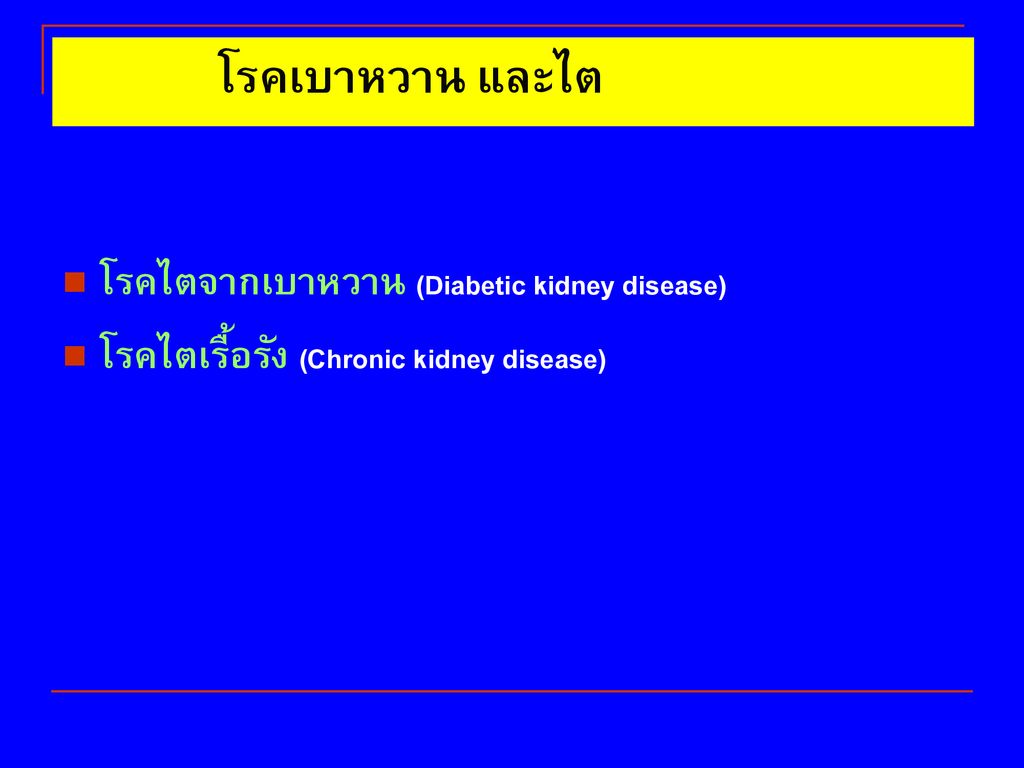 โรคเบาหวาน และไต โรคไตจากเบาหวาน (Diabetic kidney disease)