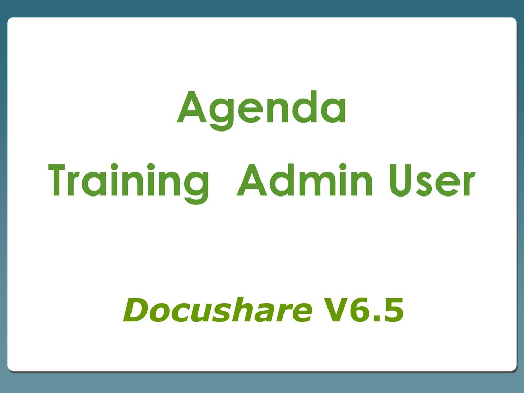 Agenda Training Admin User