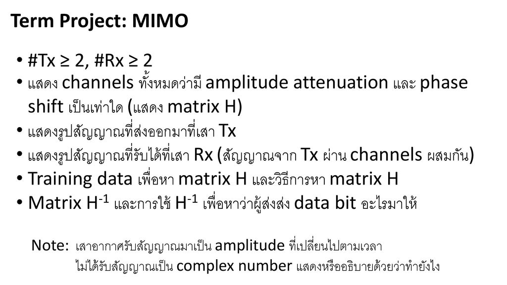 Term Project: MIMO #Tx ≥ 2, #Rx ≥ 2