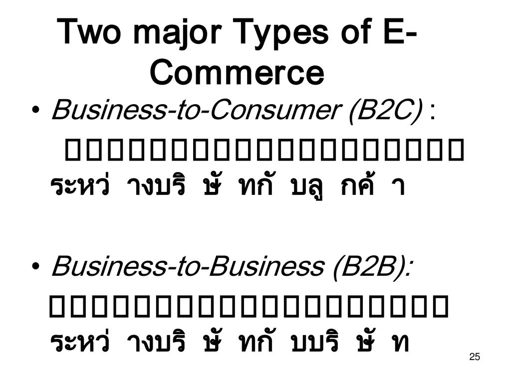 Two major Types of E-Commerce