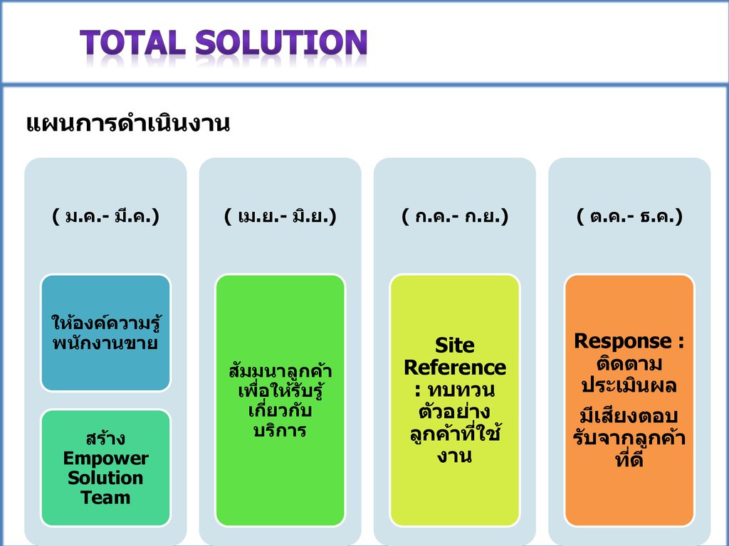 Total Solution CRM for 3 Sections of Marketing แผนการดำเนินงาน