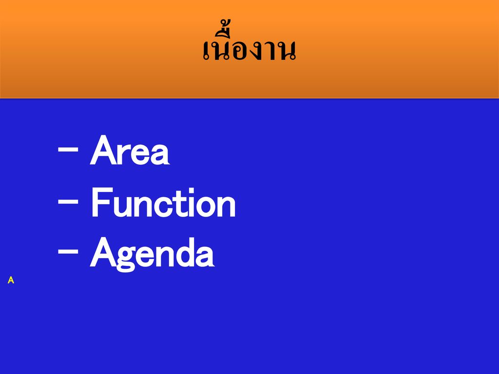 เนื้องาน - Area - Function - Agenda A