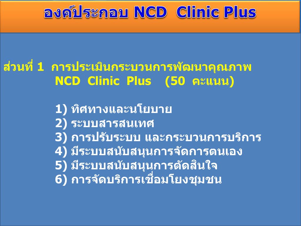 องค์ประกอบ NCD Clinic Plus