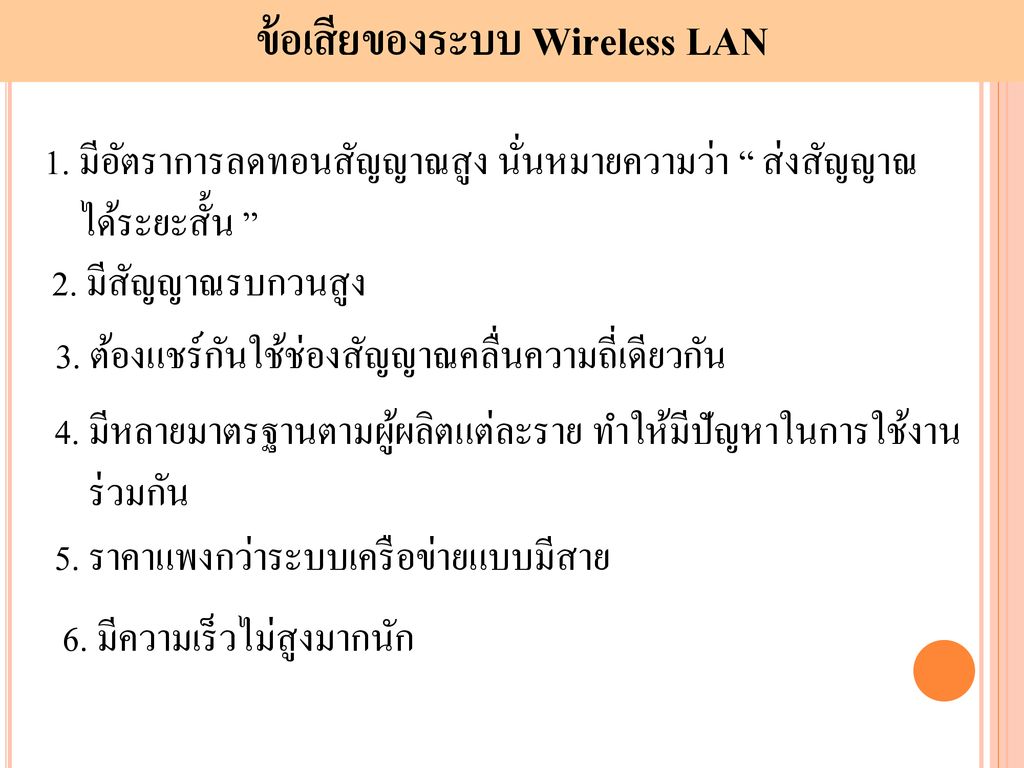 ข้อเสียของระบบ Wireless LAN