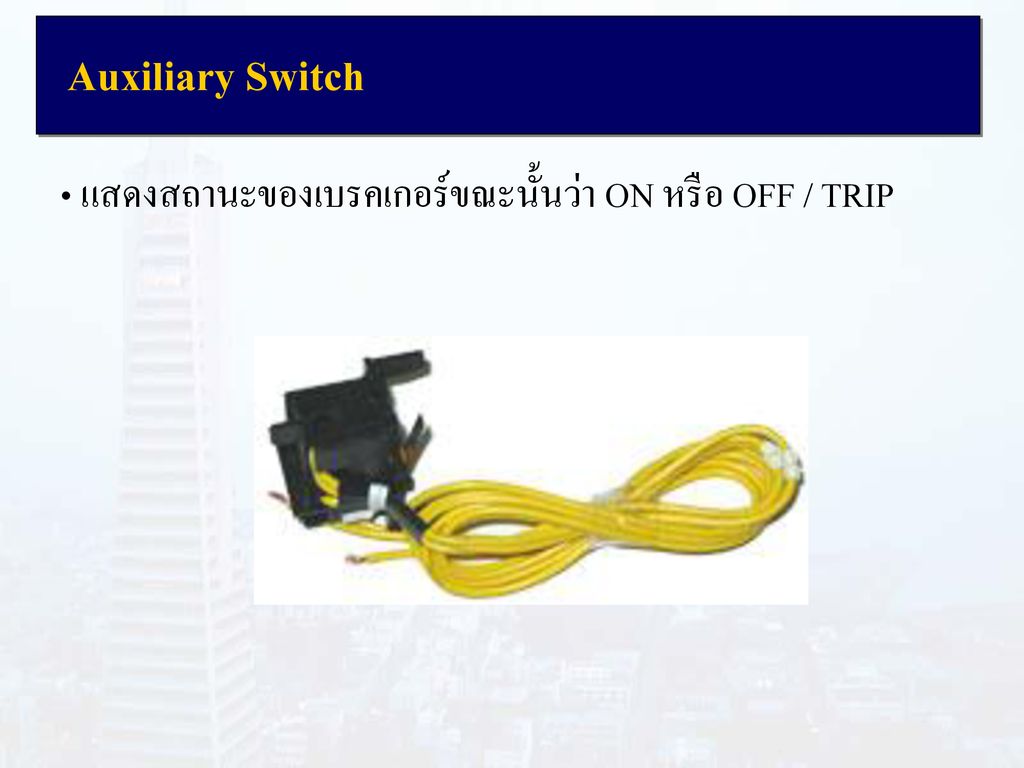 Auxiliary Switch แสดงสถานะของเบรคเกอร์ขณะนั้นว่า ON หรือ OFF / TRIP