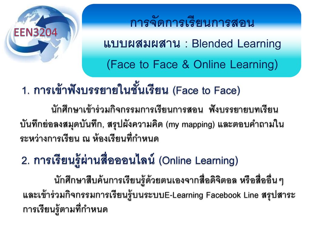 การจัดการเรียนการสอน แบบผสมผสาน : Blended Learning