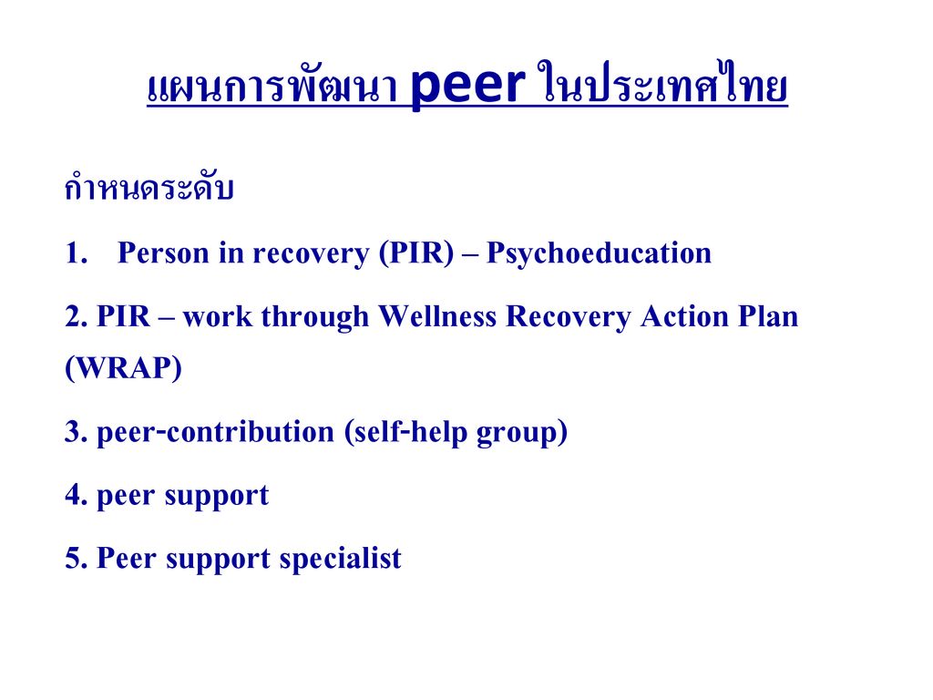 แผนการพัฒนา peer ในประเทศไทย